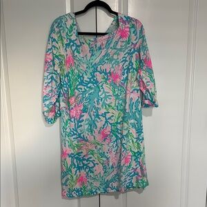 Lilly Pulitzer Blue and Pink Coral Print Dress